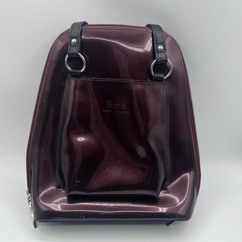 Sono Backpack Purse Burgundy Patent Leather Look Convertible‎ Bag – London Tokyo
